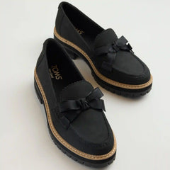 Womens Cara Bow Loafer Black Leather