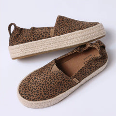 Valencia Platform Kids Espadrille Toffee Leopard Print
