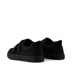Cruz Double Strap Kids Sneaker Black Microsuede