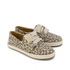 Carolina Lace-Up Kids Espadrille Natural Leopard Print