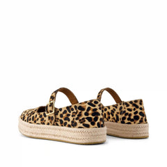 Womens Carolina Mary Jane Espadrille Brown Sugar Leopard Print Hair