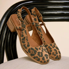 Womens Jaclyn Slingback Heel Brown Sugar Leopard Print Suede