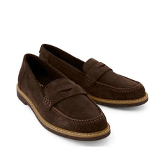 Womens Marie Loafer Chocolate Brown Deco Stich Suede