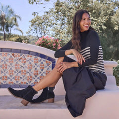 Womens Delilah Heeled Boot Water Repellent Black Suede