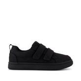 Cruz Double Strap Kids Sneaker Black Microsuede