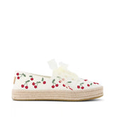 Womens Carolina Lace-Up Espadrille Cherry Embroidery