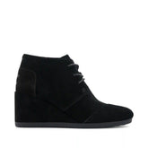 Womens Desert Wedge Ankle Bootie Black Suede