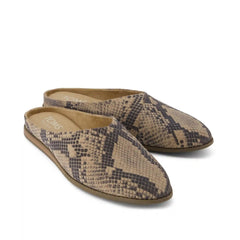 Womens Amelia Mule Taupe Snake Print Suede