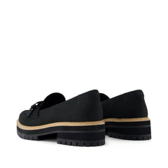 Womens Cara Bow Loafer Black Leather