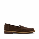 Womens Marie Loafer Chocolate Brown Deco Stich Suede