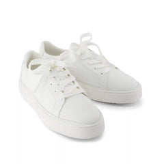Womens Izzy Lace-Up Sneaker White Faux Leather