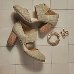 Womens Milan Nova Heel Gold Shimmer Crosshatch