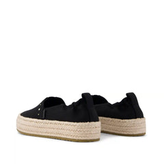 Valencia Platform Kids Espadrille Black Brushed Twill