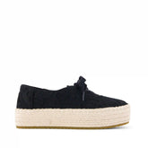 Womens Valencia Lace-Up Platform Espadrille Black Floral Crochet