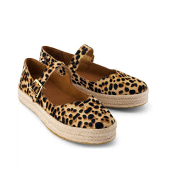 Womens Carolina Mary Jane Espadrille Brown Sugar Leopard Print Hair