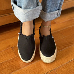 Valencia Black Canvas Platform Espadrille
