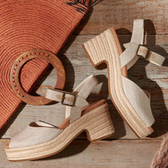 Isla Peep Toe Heeled Sandal Natural Yarn Dye