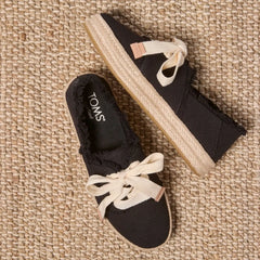 Carolina Lace-Up Espadrille Black Beachside Woven