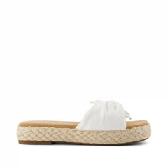 Abby Slide Flatform Espadrille Sandal White Beachside Woven