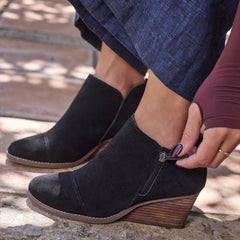 Goldie Black Suede Wedge Boot