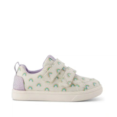 Cruz Double Strap Toddler Sneaker Egret Foil Rainbows