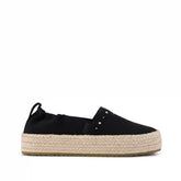 Valencia Platform Kids Espadrille Black Brushed Twill