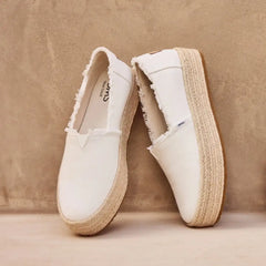 Valencia White Canvas Platform Espadrille