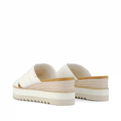 Womens Diana Crossover Mule Wedge Sandal White Canvas
