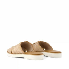 Womens Mae Crossover Slide Sandal Natural Metallic Rafia