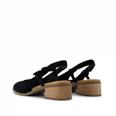 Womens Jaclyn Slingback Bow Heel Black Kid Suede