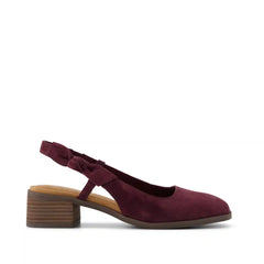 Womens Jaclyn Slingback Bow Heel Burgundy Kid Suede