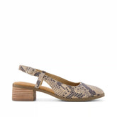Womens Jaclyn Slingback Heel Taupe Snake Print Suede