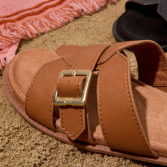 Womens Sol Slide Sandal Brown Sugar Leather