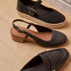 Womens Jaclyn Slingback Heel Black Nubuck Leather