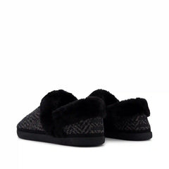 Womens Oslo Convertible Slipper Black Herringbone