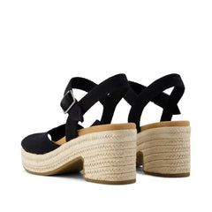 Isla Peep Toe Heeled Sandal Black Beachside Woven