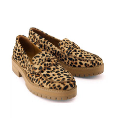 Womens Cara Loafer Brown Sugar Leopard Print Hair Leather