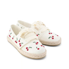 Carolina Lace-Up Kids Espadrille Embroidered Cherries