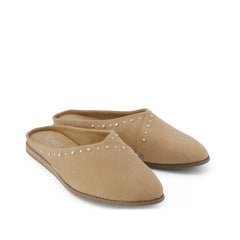 Womens Amelia Mule Taupe Microsuede with Studs
