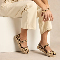 Womens Carolina Mary Jane Espadrille Brown Sugar Leopard Print Hair