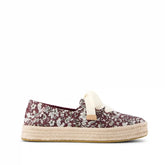 Womens Carolina Lace-Up Espadrille Burgundy Floral Print