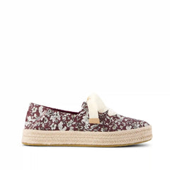 Womens Carolina Lace-Up Espadrille Burgundy Floral Print
