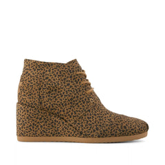 Womens Desert Wedge Ankle Bootie Toffee Micro Leopard Print