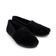 Womens Alpargata Classic Black Velvet Faux Fur