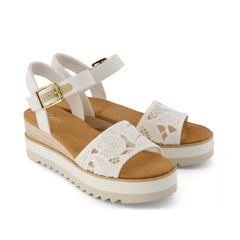 Womens Diana Wedge Sandal Natural Floral Crochet