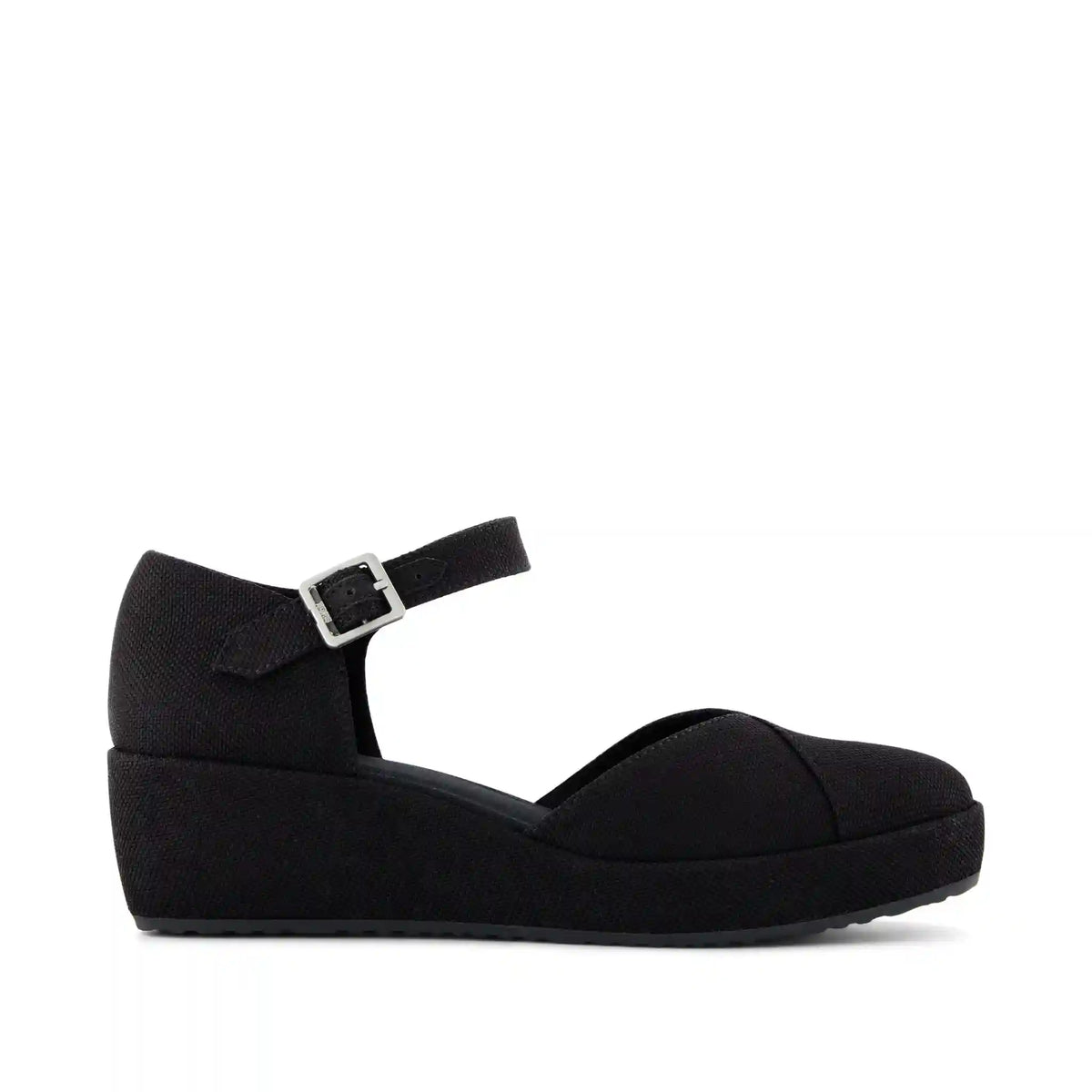 Womens Gwyneth Wedge Black Canvas