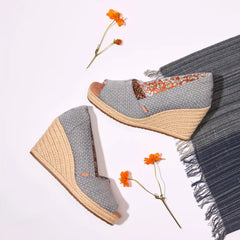 Womens Essential Wedge Niagara Mist Chambray Dot
