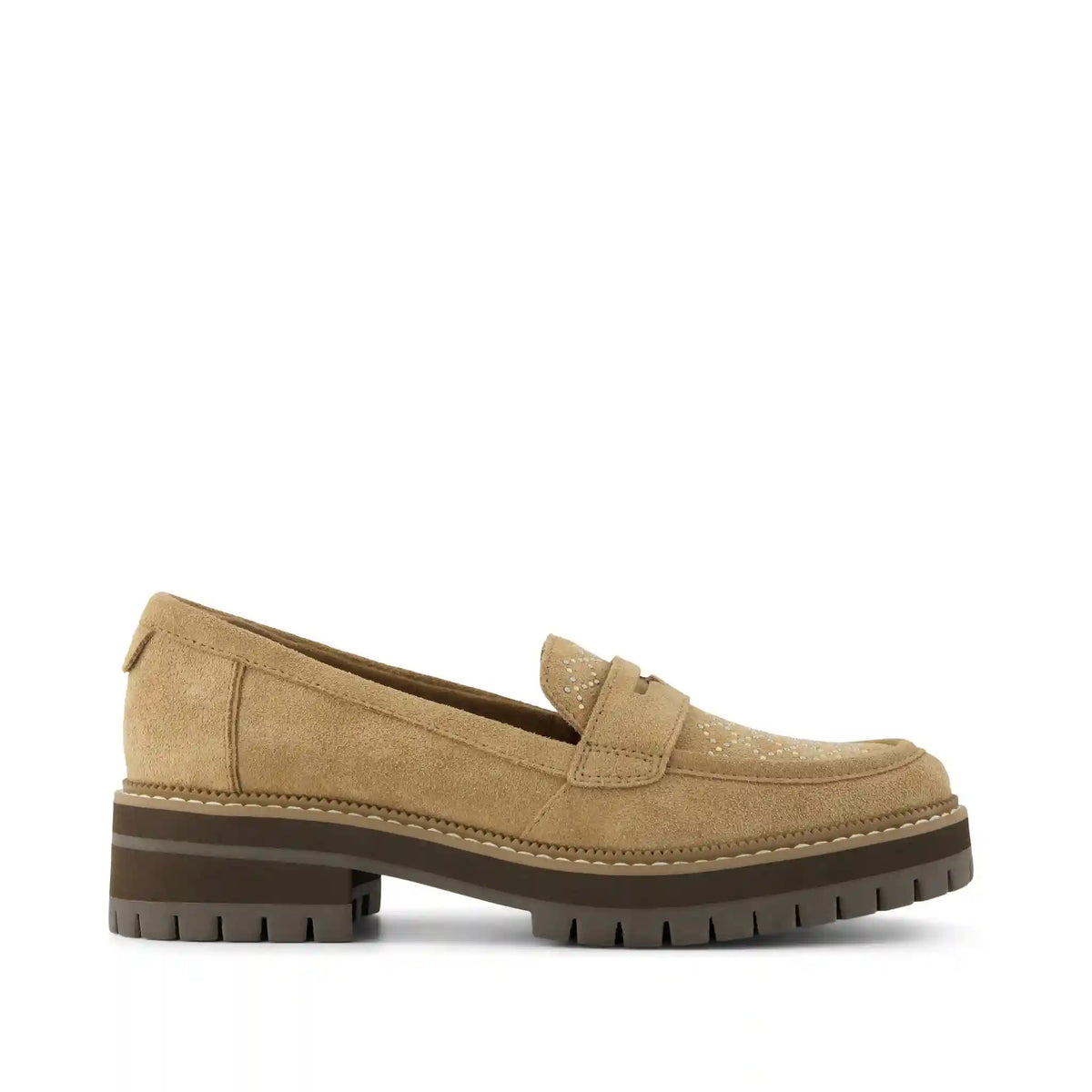 Womens Cara Loafer Toffee Suede with Studs