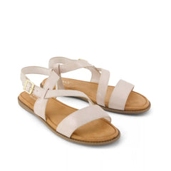 Womens Mar Strappy Sandal Champagne Shimmer Suede