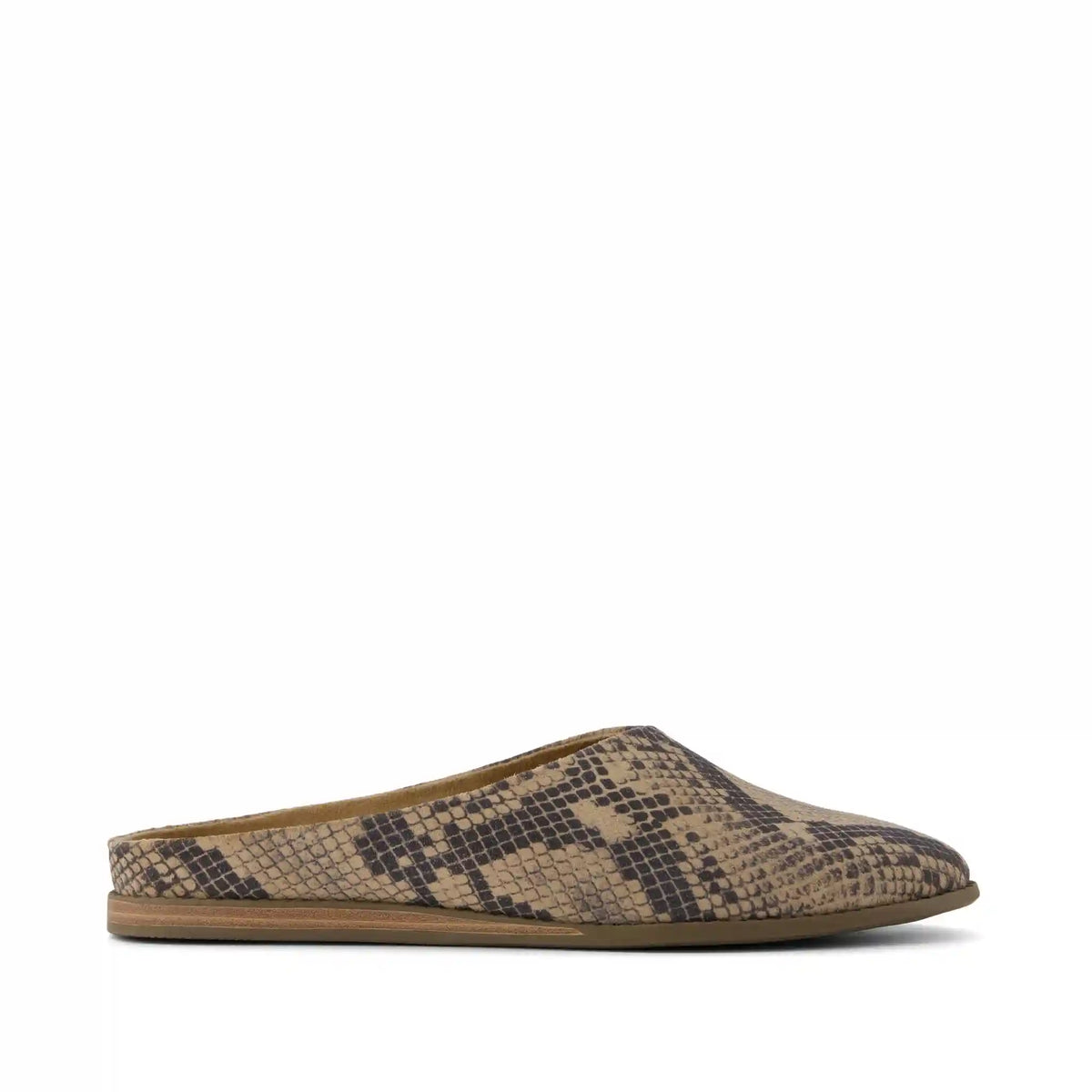 Womens Amelia Mule Taupe Snake Print Suede